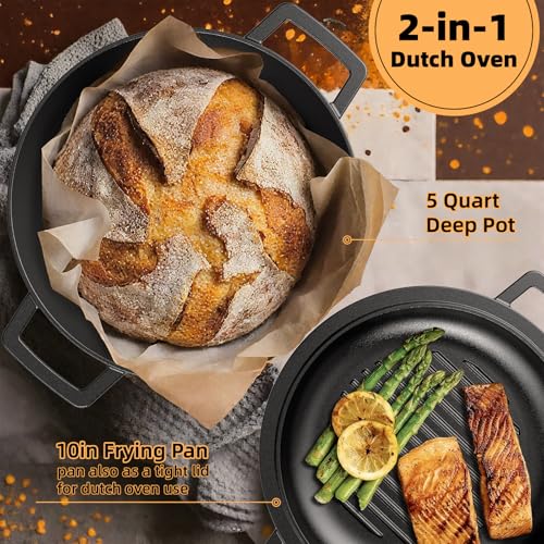 Cast Iron Dutch Oven Pot with Skillet Lid