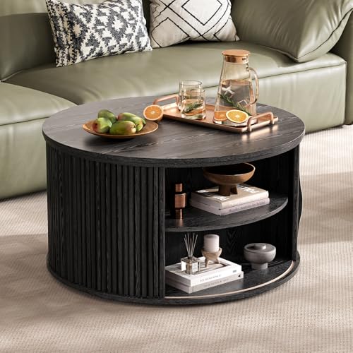 Black Lift Top Coffee Table with Storage for Living Room