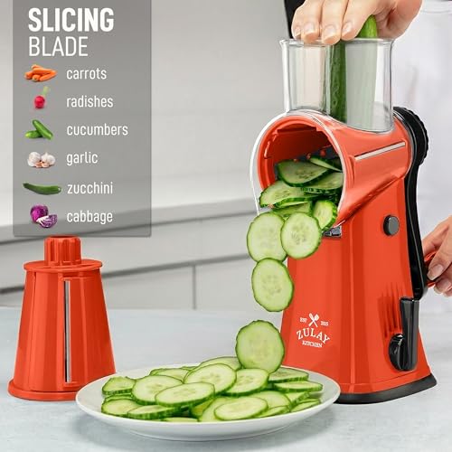 Rotary Cheese Grater Manual Hand Crank 5 Blade Shredder