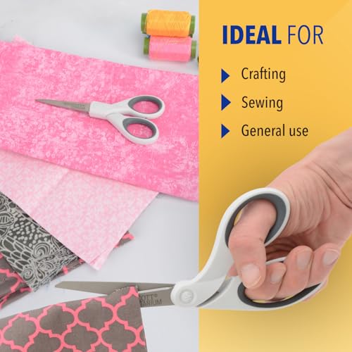 5-Inch Micro-Tip & 8-Inch Bent Craft Fabric Scissors - Titanium Bonded Blades for Heavy Fabric and Precise Snips, 2 Pack