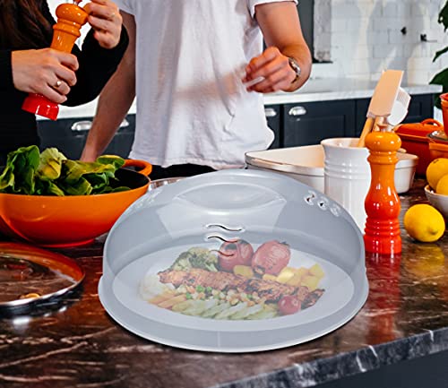 Microwave Cover for Food 2PCS Microwave Splatter Cover Large Microwave Plate Food Cover With Easy Grip Handle Anti (2 Count)