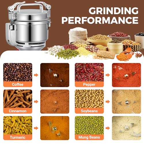 Grain Mill 300g Commercial Spice Grinder Electric 1200W Stainless Steel Pulverizer Dry Grinders for Grinding Wheat