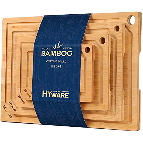 4 Piece Extra Large Bamboo Cutting Boards Set for Kitchen (4 Count)