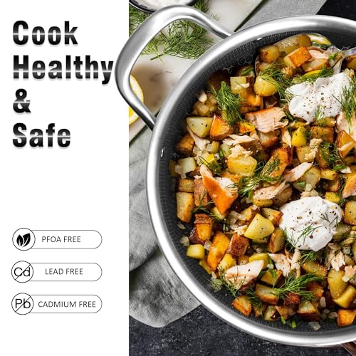 Hybrid Nonstick 6 Quart Stainless Steel Stockpot with Glass Lid