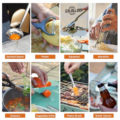 Camping Cooking Utensils Set 34 PCS Camp Kitchen Cookware Kit with Organizer Bag (34 Count)