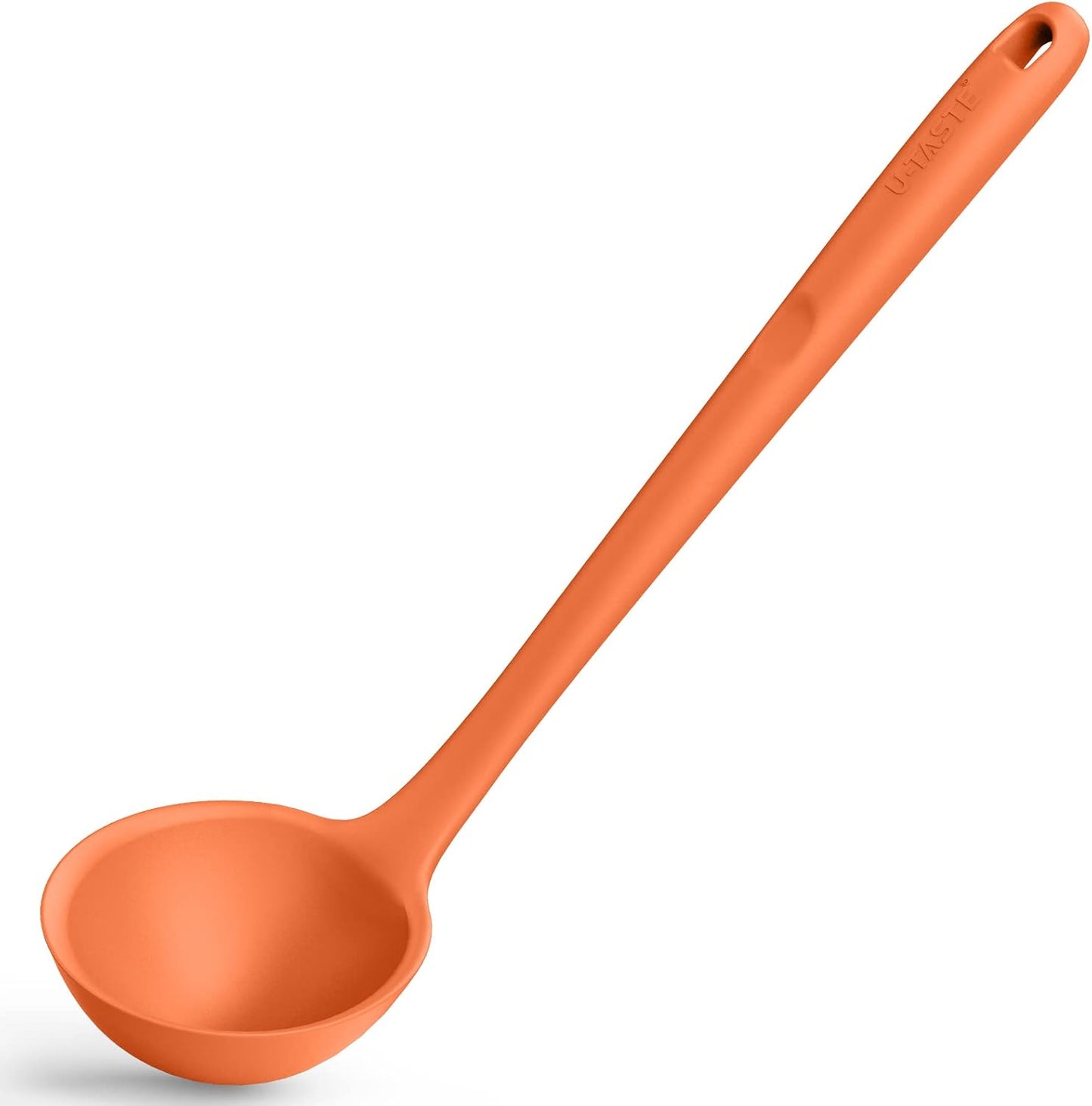 13 inch Silicone Soup Ladle: U-Taste 600ºF Heat Resistant 4 oz Large Non-stick Seamless Rubber Kitchen Deep Serving Spoon with Non-slip Solid Long Handle for Cooking Sauce/Stews/Gravies/Chili(Orange) - Culinary Roots
