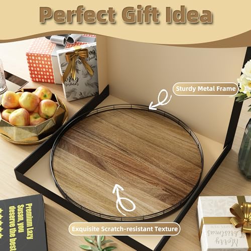 Acacia Wood 21" Lazy Susan Turntable Organizer for Table Top