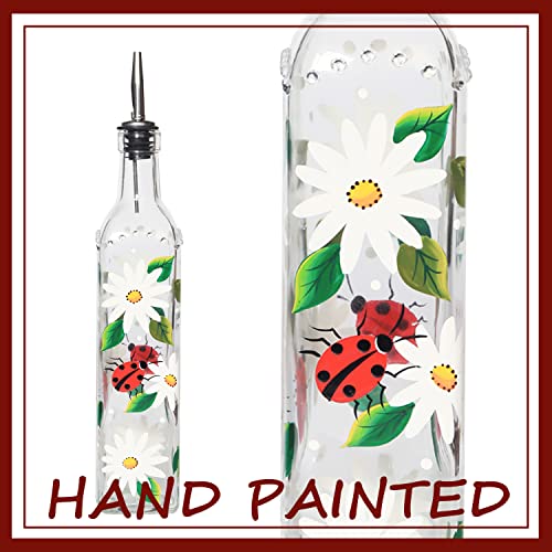 17oz Hand Painted Glass Olive Oil Bottle