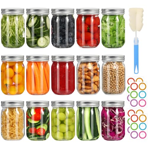 Glass Mason Jars 16 oz (16 Fl Oz)