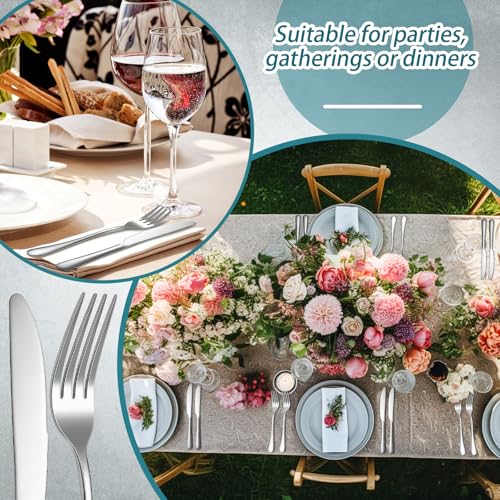 100 Pieces Stainless Steel forks and knives Dinner Flatware Set Tableware Cutlery for Butter Kitchen Restaurant (100 Count)