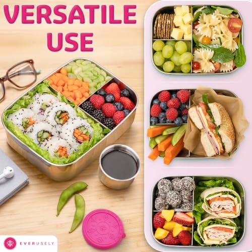Stainless Steel Bento Box + Condiment Container (6 Count)