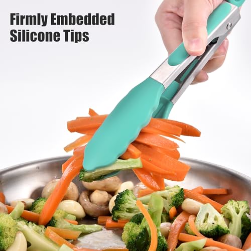 Kitchen Tongs with Silicone Tips for Cooking Serving