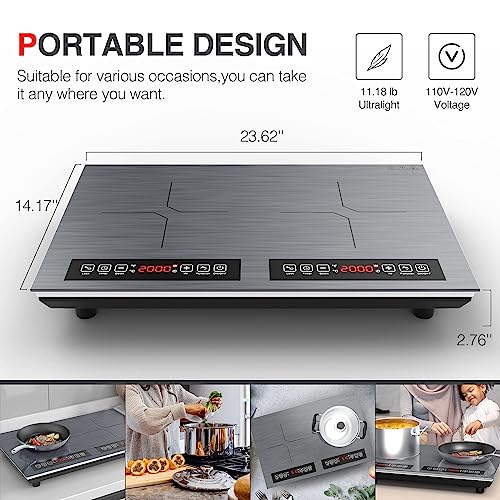 Double Induction Cooktop 2 Burner 110V 4000W Portable Table Stove