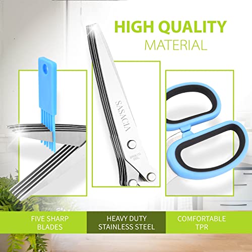 Herb Scissors with 5 Blades & Cleaning Kit