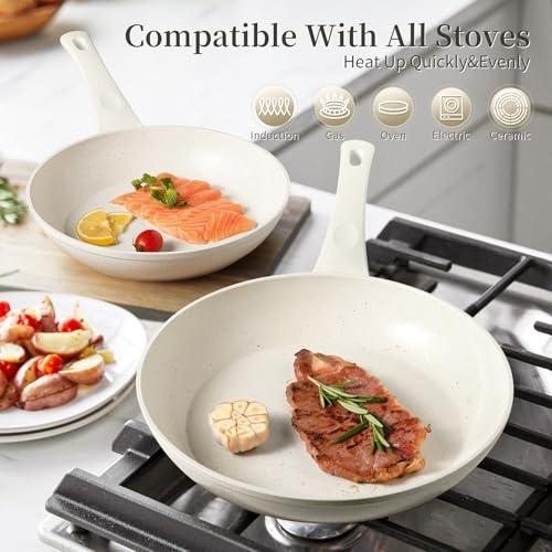 Nonstick Ceramic Frying Pans Skillets Set 8"+9.5"+11"