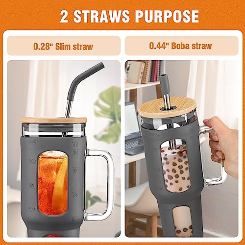 Glass Tumbler with Lid and Straw