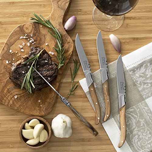 Laguiole Connoisseur Set of 4 Olive Wood Steak Knives