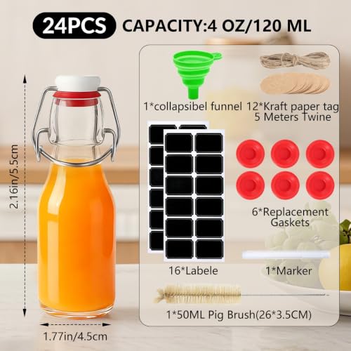 24pack 4oz Swing Top Glass Bottles with Airtight Lids for Vanilla (24 Count)