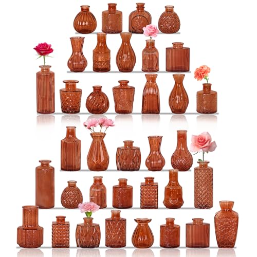 Set of 36 Glass Bud Vases Small Flower Vases for Centerpieces (36 Count)