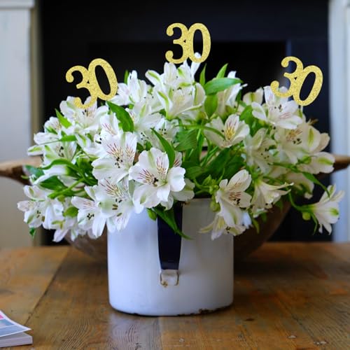 10Pcs Gold 30th Birthday & Anniversary Centerpiece Sticks (10 Count)