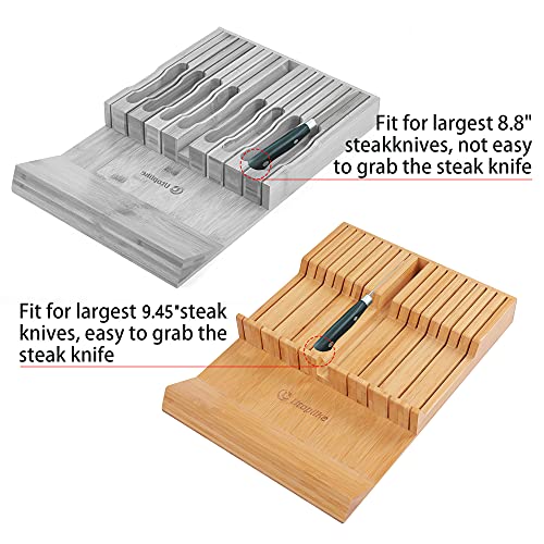 In drawer Knife Block Bamboo Kitchen Knives Drawer Organizer Large