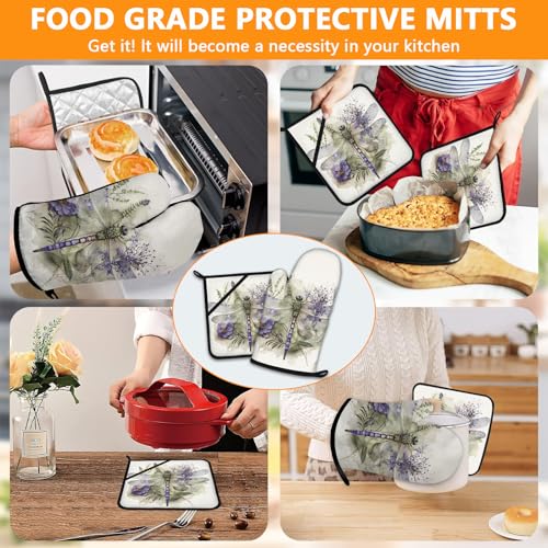 Dragonflies Oven Mitts and Pot Holders Sets 4Pcs