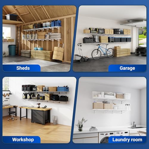 4 Pack 2x4ft Wall Shelf Garage Storage Rack Wall Mounted (4 Count)