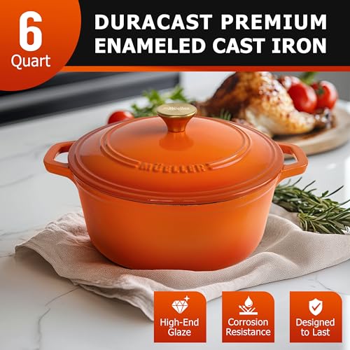 MUELLER HOME 6 Quart Enameled Cast Iron Dutch Oven for Bread Baking