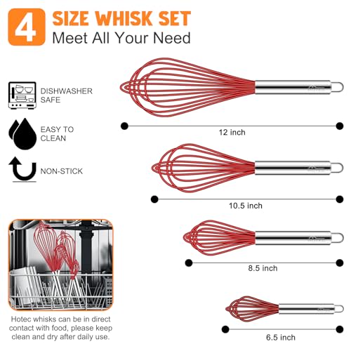 4 Pieces Silicone Whisks Set (4 Count)