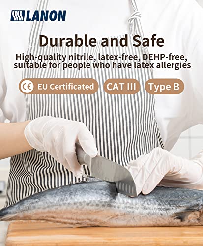 LANON Food Safe White Disposable Nitrile Gloves (100 Count)