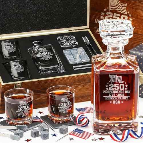 Personalized 250th Anniversary Classic Whiskey Decanter Set