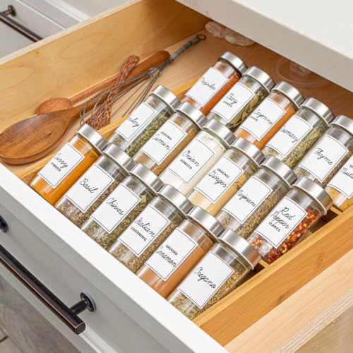 18 Jar Bamboo Compact Spice Rack with Spices Included & 5