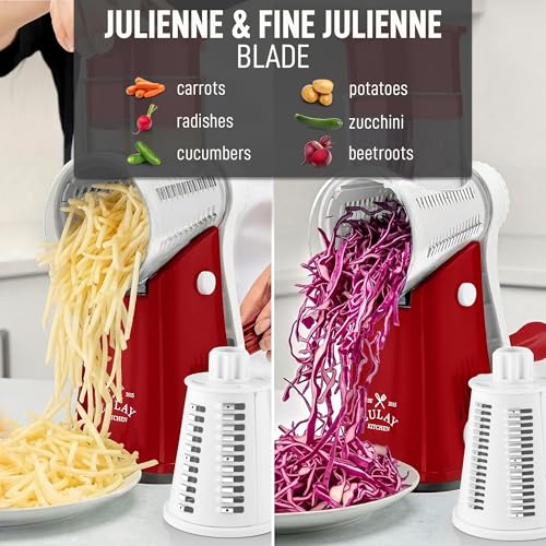 Rotary Cheese Grater Manual Hand Crank 5 Blade Shredder