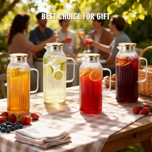 2.1 Liter 71oz Square Glass Pitcher with Lid