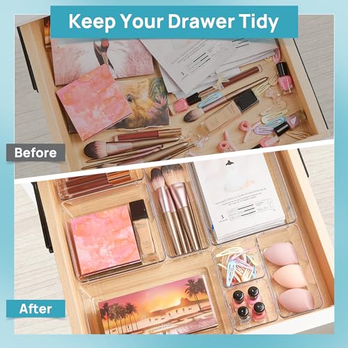 44 PCS Clear Plastic Drawer Organizers Set (44 Count)