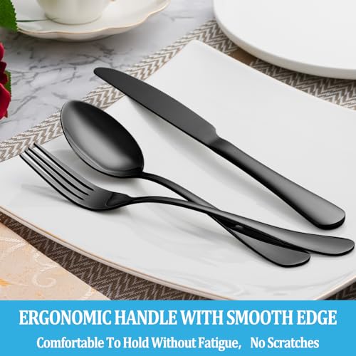 30 Pcs Black Silverware Set (30 Count)