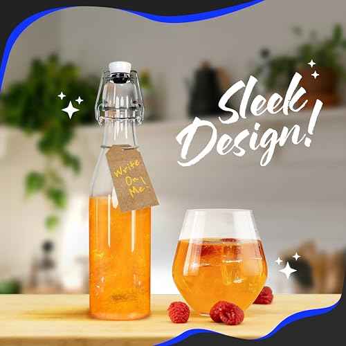 12 Oz Swing Top Glass Bottles with Airtight Lid 12 Pack Bundle (12 Count)