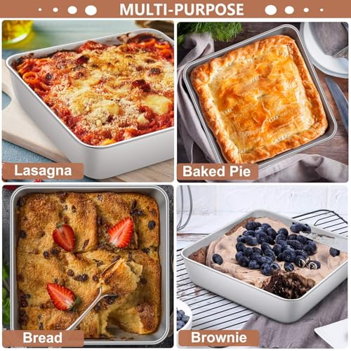 3 Pack 8 x 8 Inch Square Baking Cake Pan (10.33 Count)