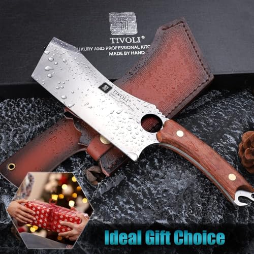 Full Tang Meat Cleaver Knife with Sheath and Bottle Opener