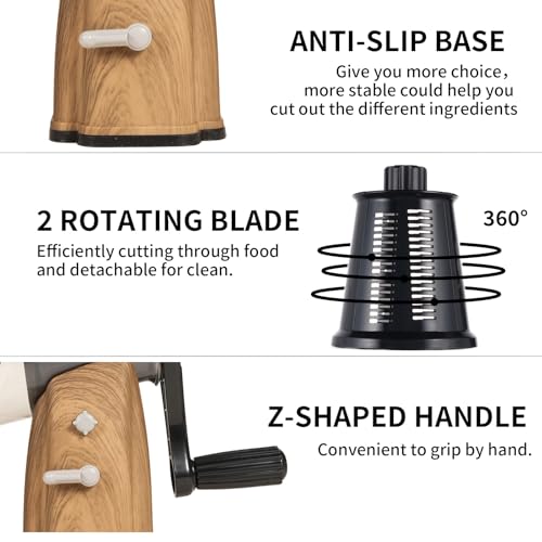 Upgrade Rotary Cheese Grater Shredder with Handle