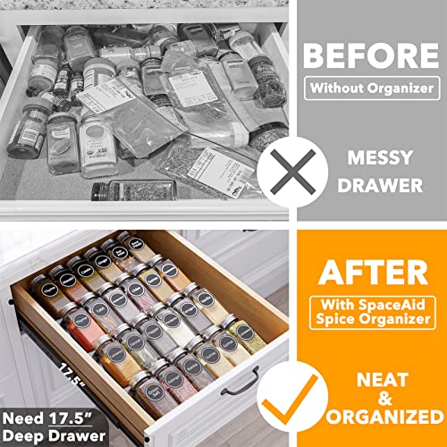 Spice Drawer Organizer with 24 Spice Jars