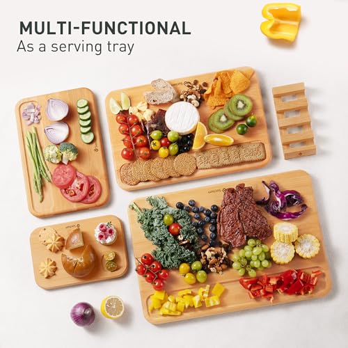 4 Packs Bamboo Cutting Board Set with Holder Over Sink Day Gifts Best Mama Mommy Bonus Busy Mom Ever Christmas Xmas Birthday Law Step Stepmom Stepmother Who Have Everything Good Unique Useful Present (4 Count)