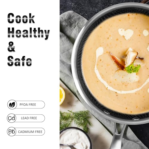 Hybrid Nonstick 1 Quart Stainless Steel Saucepan with Glass Lid