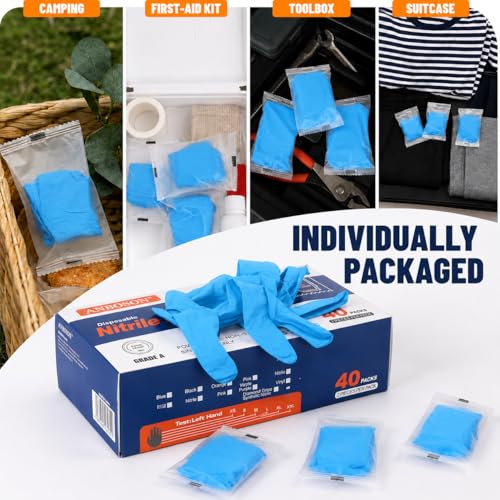 Individually Wrapped Black Disposable Nitrile Gloves (800 Count)