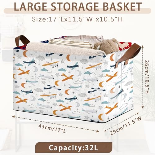Aviation Themed Storage Basket Large 17x11.5x10.5 Inche