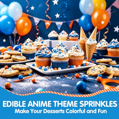 Edible Blue Orange Sprinkles for Cake Decorating (4.58 Ounce)
