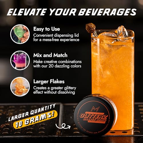 Orange Edible Glitter for Drinks & Cakes