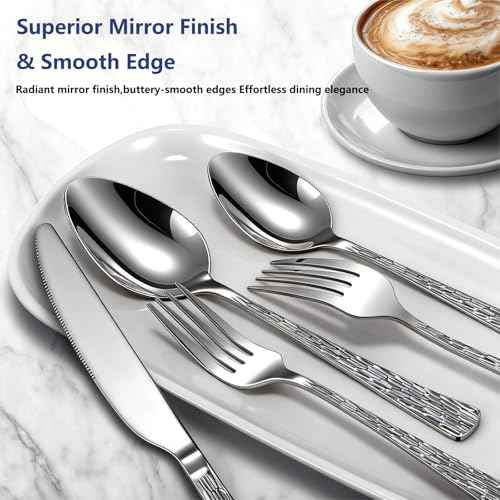 60Piece Hammered Silverware Set (60 Count)