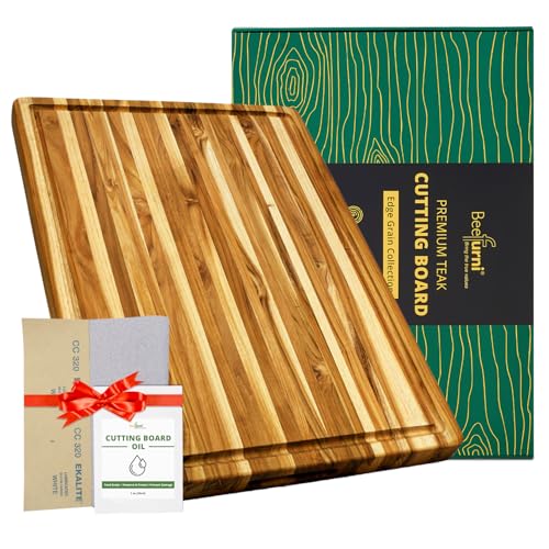 Large Teak Wood Cutting Board with Juice Groove
