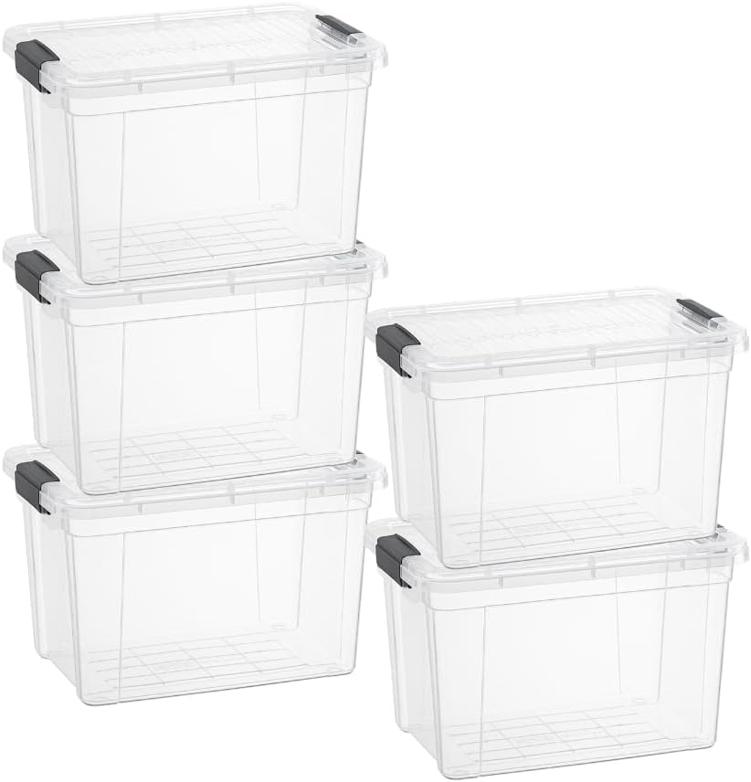 2.5 Quart Clear Plastic Storage Boxes with Lids (5 Count)